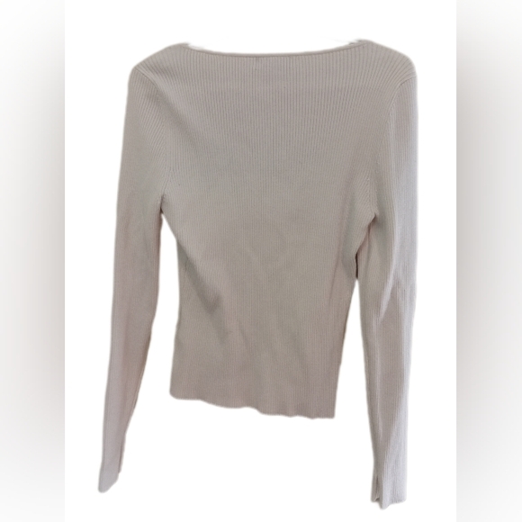 Cream Ribbed Square Neck Sweater - Picture 6 of 6